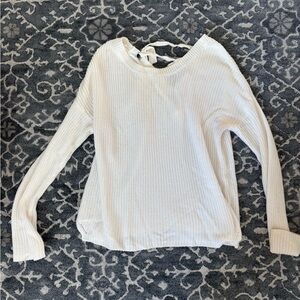 Oversized White Knit Sweater Top bow back Garage L